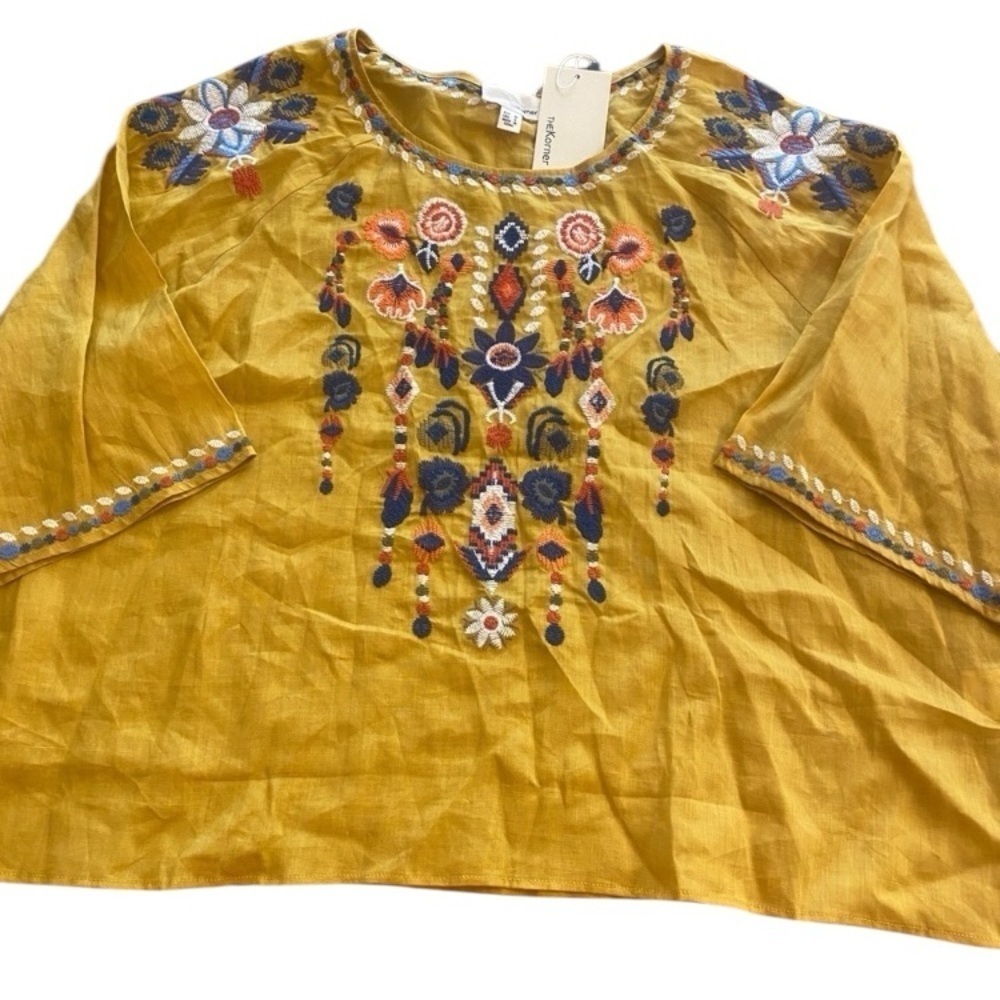 Boho Embroidered Oversized Top New small-large